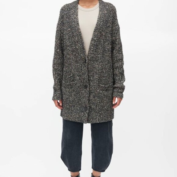 Isabel Marant ETOILE Oversized Long Cardigan, Size 42 Black Speckled Multicolor - Picture 1 of 15
